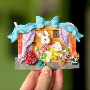 VTG 3D Rustic Still Life Cottagecore Bunny Rabbit Farmhouse Gardening Wall Art